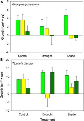 Shade and drought increase fungal contribution to partially mycoheterotrophic terrestrial orchids Goodyera pubescens and Tipularia discolor